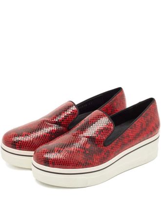 Stella McCartney Loafers met slangen-effect en plateauzool - Rood