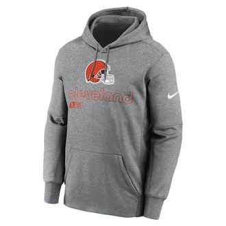 Nike Mens Cleveland Browns Mens Nike Therma NFL Pullover Hoodie in Grey | NKAQ06G9I-9YE