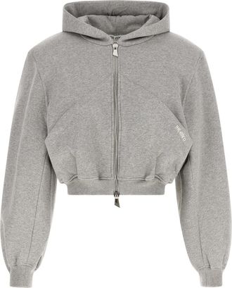 The Attico Grey Solid Zip Up Hoodie