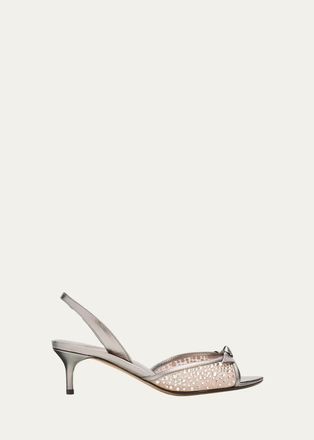 Alexandre Birman 50mm Clarita Embellished Mesh and Metallic Leather Sandals