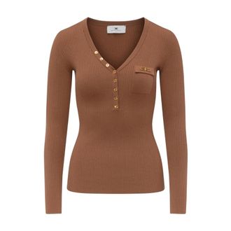 Elisabetta Franchi Dames, Truien, Bruin, Maat: L