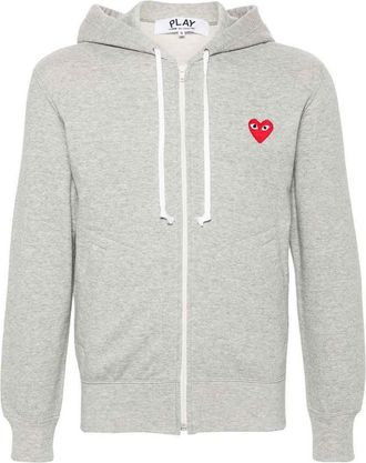 Comme Des Gar&ccedil;ons Logo Zipped Cotton Hoodie