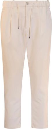 Herno Witte elastische taille trekkoord broek - Heren - Straight fit broeken - Wit - S - Broeken