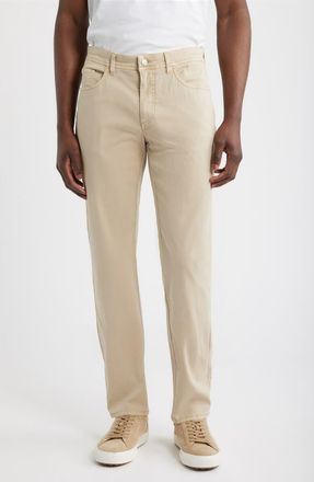 Scott Barber Savannah Straight Leg Twill 5-Pocket Pants in Khaki at Nordstrom, Size 34