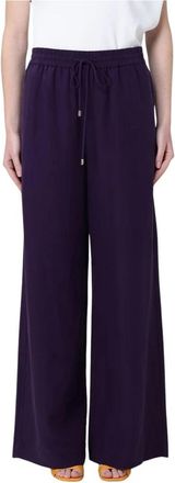 Liu Jo Pantaloni in misto lino - Dames - Wijde Broeken - Paars - XL - Linnen - Broeken