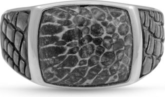 LuvMyJewelry Fossil Agate Sterling Silver Men Signet Ring