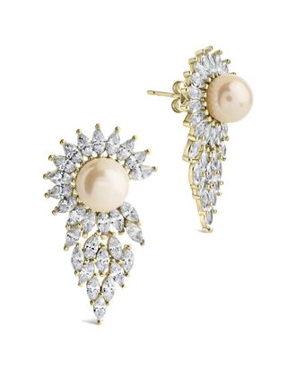 Sterling Forever 8Mm Pearl Cz Rhianna & Statement Stud Earrings