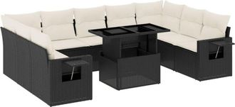 vidaXL Vidaxl - Set De Sof&aacute;s De Jard&iacute;n 10 Pzas Cojines Rat&aacute;n Sint&eacute;tico Negro