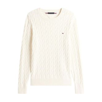 Tommy Hilfiger Round-neck Knitwear, male, Beige, L, Crew neck Jumper with logo