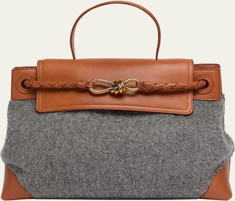 Bottega Veneta Ciao Ciao Medium Felt & Leather Top-Handle Bag