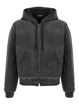 Auralee drawstring hoodie - men - Cotton - 4 - Grey