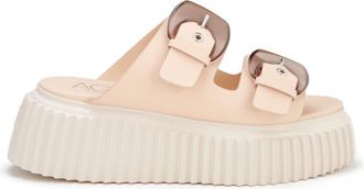 AGL Beige Agatha Leather Translucent Buckle Slippers