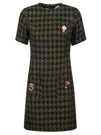 5 Progress Houndstooth Wool Blend Short Dress