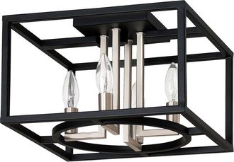 Eglo Eglo Mundazo 4 Light Open Frame Ceiling Light With Matte Black & Brushed Nickel Finish