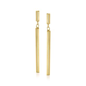 RS Pure by Ross-Simons Italian 14kt Yellow Gold Cylinder-Link Drop Earrings