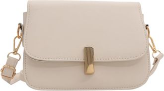 Generic PU Leather Saddle Crossbody Bag Casual Fashion Handbag for Women Dating (White)