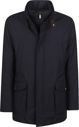 Moorer Navy Blue High-neck Jacket