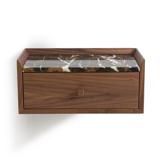 AM.PM Wandnachtkastje met walnootfineer en marmer, Noham