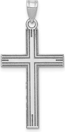 Diamond2Deal 14k White Gold Solid Laser Etched Cross Pendant
