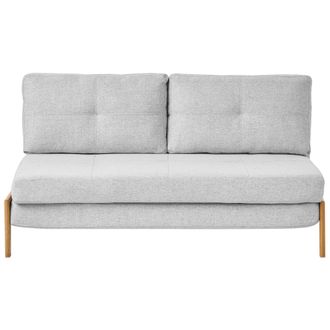 Beliani Sof&aacute; Cama Tapizado En Tela Gris Claro Cojines 2 Plazas Estilo Escandinavo Edland