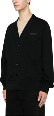 Givenchy Truien & Vesten, Heren, Zwart, M, Katoen, Logo Patch V-Neck Cardigan