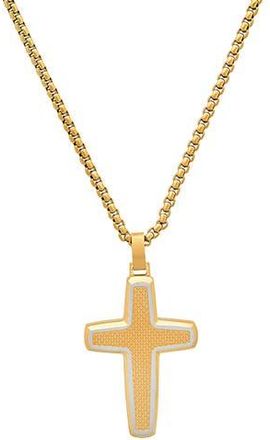 HMY Jewelry Mens Two-Tone Cross Pendant Necklace in Gold at Nordstrom Rack