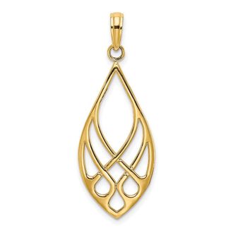 Diamond2Deal 14k Yellow Gold Celtic Knot Teardrop Charm Pendant