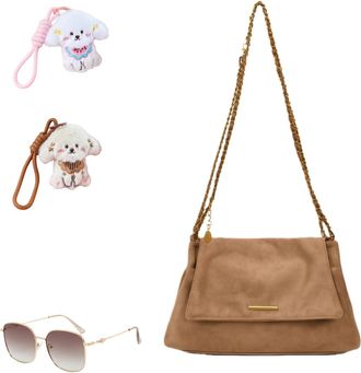 Generic Suede Hobo Bags For Women,Yes, Black,Khaki,Brown And Coffee.Large Elegant Magnetic Buckle Crossbody Bags (Khaki, 1PCS)