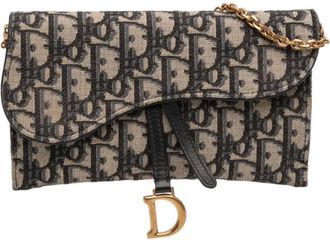 Dior Borsa a tracolla Saddle con catena e motivo Oblique 2021 - Blu