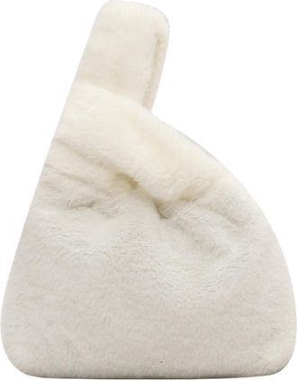 Generic Womens Plush Bags Imitation Mink For Women Underarm Bag Soft Plush Small Shoulder Warm Fluffy Winter(White)