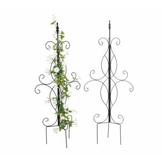 Relaxdays Relaxdays folding trellis, set of 2, H x W x D 116 x 45 x 45 cm, powder-coated steel, garden, free-standing, black