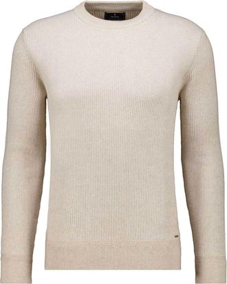 Ragman Rundhalspullover RAGMAN, Herren, Gr. 52, beige, melange, 820, 95% Baumwolle 5% Kaschmir, ohne Ausschnitt, Pullover Rundhalspullover