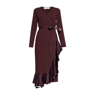 Lanvin Kleedjes, Dames, Rood, XS, Nylon, Gerimpelde wikkeljurk