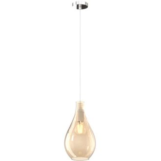 Top-Light Lampadario Contemporaneo Drop 2.0 Metallo Cromo Vetro Ambra 1 Luce E27