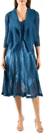 Komarov Charmeuse & Chiffon Cocktail Dress with Jacket in Mediterranea at Nordstrom Rack, Size Small