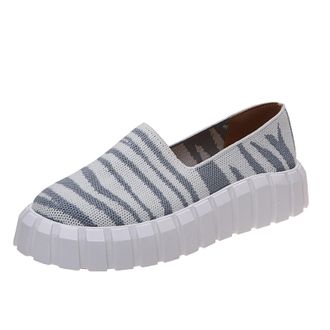 Generic Women Plantar Fasciitis Platform Gym Trainers Sleeve Platform Shoes Toe Breathable Fashion Womens Round Striped Flying Knitted Gym Sneakers Womens Lad