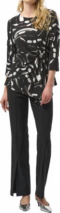 Joseph Ribkoff Abstract Print 3/4 Sleeves Asymmetrical Top In Black/multi