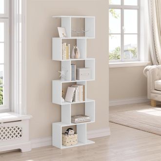 Woltu Woltu Librer&iacute;a En Forma De S, Madera Blanco, 189,5 Cm