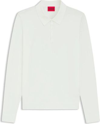 HUGO BOSS Strick-Poloshirt - Heren - Polos - Wit - L - Tops