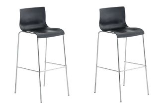 Clp Clp - Set 2x Taburete Hover Con Asiento De Pl&aacute;stico & Base De Metal Negro Cromado