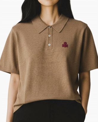 Isabel Marant Althea Knit Polo Sweater In Camel/granita