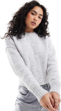 Asos crew neck cardigan in alpaca wool blend in gray
