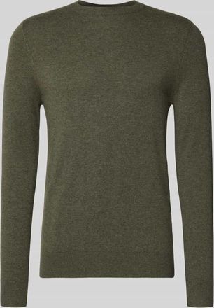 Christian Berg Strickpullover aus Wolle-Kaschmir-Mix in Oliv Melange, Größe XXL