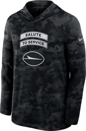 Nike New York Jets Salute to Service Sideline Nike Mens Dri-FIT NFL Long-Sleeve Hooded Top in Black | 03B90ILOA2P-YUN