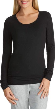 Crazy Girls Womens Long Sleeve Stretch Plain Round Scoop Neck T Shirt Top Ladies Fitted Tee (Black, 16-18)