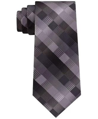 Van Heusen Mens Bruck Plaid Tie Black Size Regular