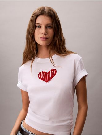 Calvin Klein Jeans Calvin Klein Womens Heart Logo Classic T-Shirt - White - XS