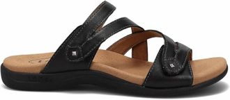 Taos Womens Double U Leather Strap Sandals In Black