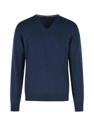 Gran Sasso Deep V-Neck Ribbed Cashmere Sweater