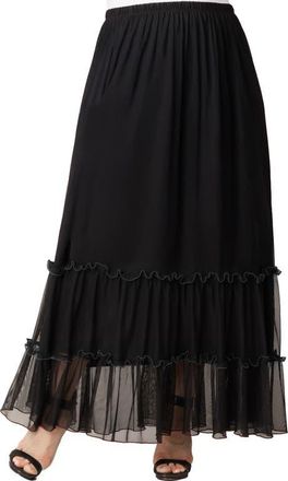 Kiyonna Isla Tiered Mesh Skirt in Black Noir at Nordstrom, Size 3X